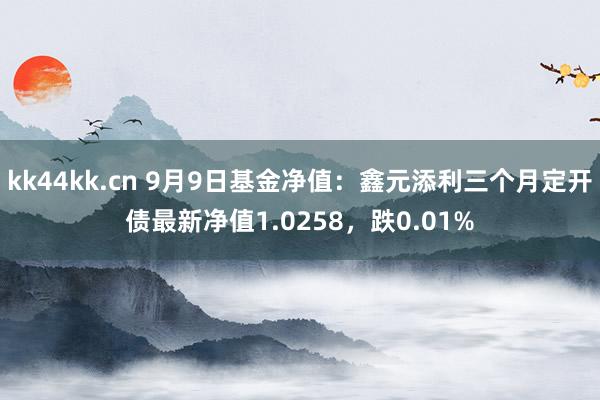 kk44kk.cn 9月9日基金净值：鑫元添利三个月定开债最新净值1.0258，跌0.01%