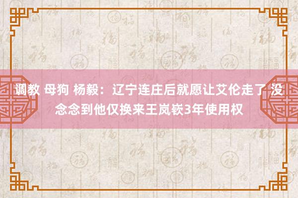 调教 母狗 杨毅：辽宁连庄后就愿让艾伦走了 没念念到他仅换来王岚嵚3年使用权