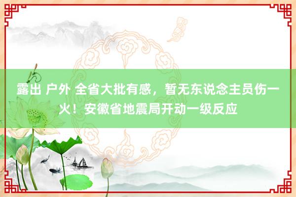 露出 户外 全省大批有感，暂无东说念主员伤一火！安徽省地震局开动一级反应