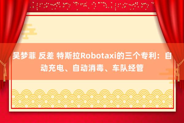 吴梦菲 反差 特斯拉Robotaxi的三个专利：自动充电、自动消毒、车队经管