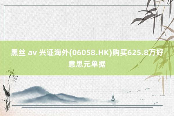 黑丝 av 兴证海外(06058.HK)购买625.8万好意思元单据