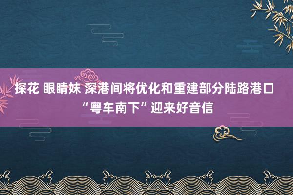 探花 眼睛妹 深港间将优化和重建部分陆路港口 “粤车南下”迎来好音信