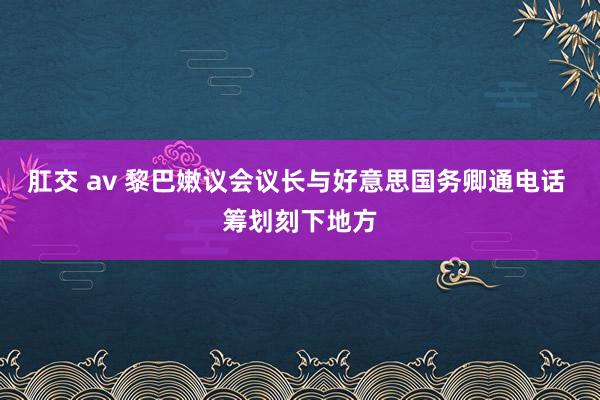 肛交 av 黎巴嫩议会议长与好意思国务卿通电话 筹划刻下地方