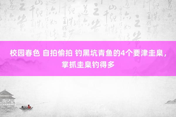 校园春色 自拍偷拍 钓黑坑青鱼的4个要津圭臬，掌抓圭臬钓得多