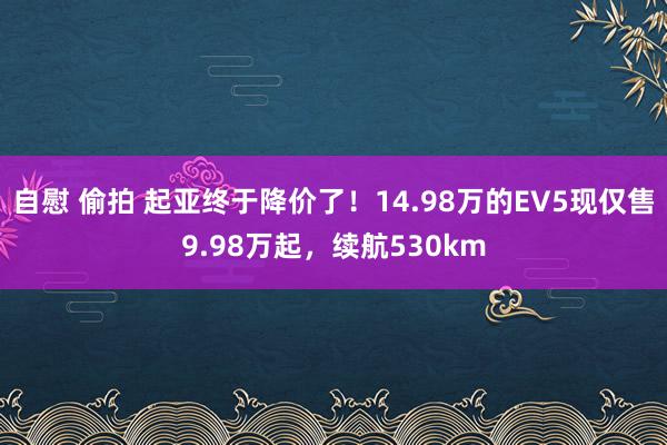 自慰 偷拍 起亚终于降价了！14.98万的EV5现仅售9.98万起，续航530km