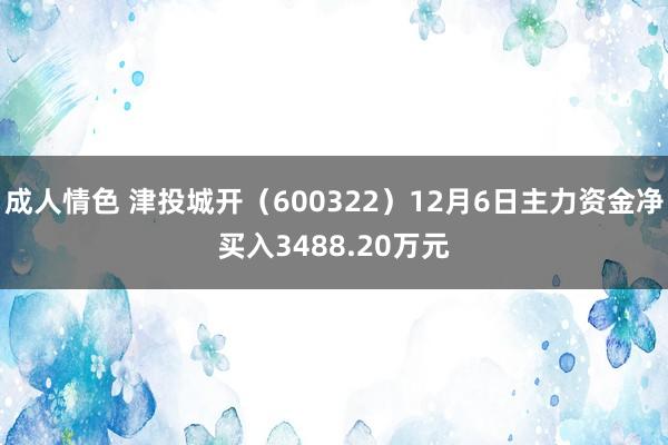 成人情色 津投城开（600322）12月6日主力资金净买入3488.20万元