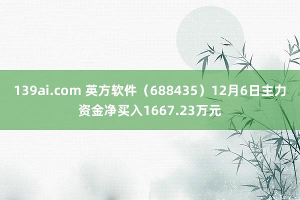 139ai.com 英方软件（688435）12月6日主力资金净买入1667.23万元