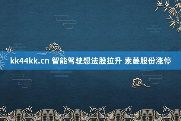 kk44kk.cn 智能驾驶想法股拉升 索菱股份涨停