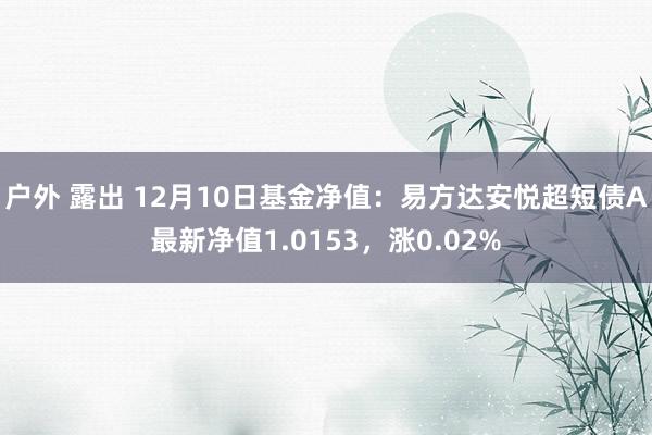 户外 露出 12月10日基金净值：易方达安悦超短债A最新净值1.0153，涨0.02%