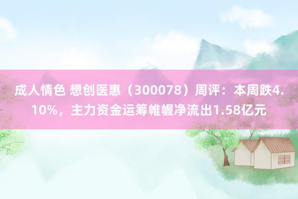 成人情色 想创医惠（300078）周评：本周跌4.10%，主力资金运筹帷幄净流出1.58亿元