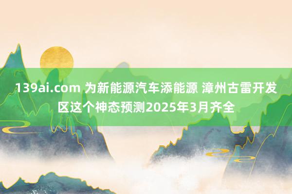 139ai.com 为新能源汽车添能源 漳州古雷开发区这个神态预测2025年3月齐全