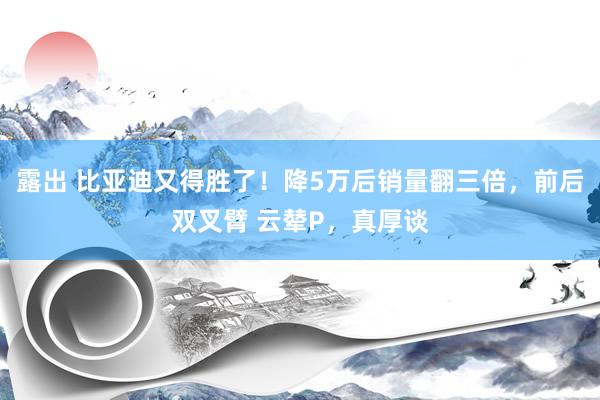 露出 比亚迪又得胜了！降5万后销量翻三倍，前后双叉臂 云辇P，真厚谈