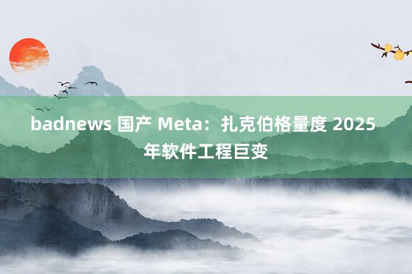 badnews 国产 Meta：扎克伯格量度 2025 年软件工程巨变