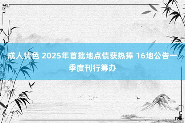 成人情色 2025年首批地点债获热捧 16地公告一季度刊行筹办