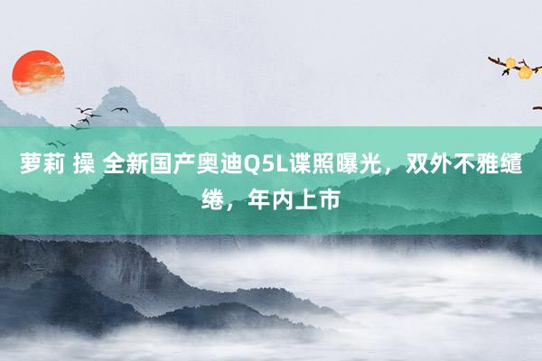 萝莉 操 全新国产奥迪Q5L谍照曝光，双外不雅缱绻，年内上市